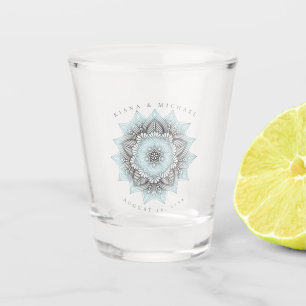 Mandala-Spitze Hochzeit Hellblau ID968  Schnapsglas