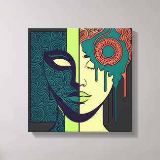 Mandala-Split-Gesicht-Abstraktkunst Leinwanddruck
