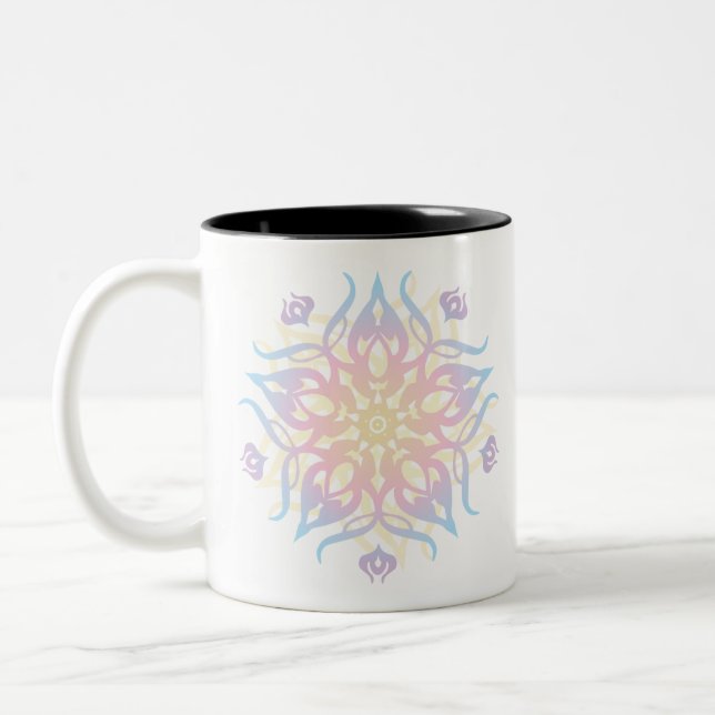 Mandala Sprite Burst Zweifarbige Tasse (Links)