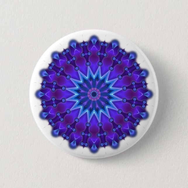 Mandala-Stern in blau Button (Vorderseite)
