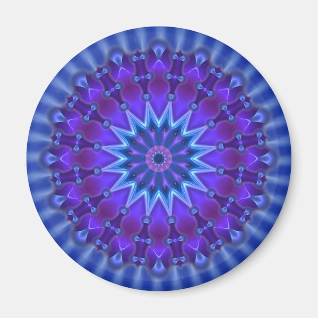 Mandala-Stern in blau | Königliche Blume Magnet (Vorne)