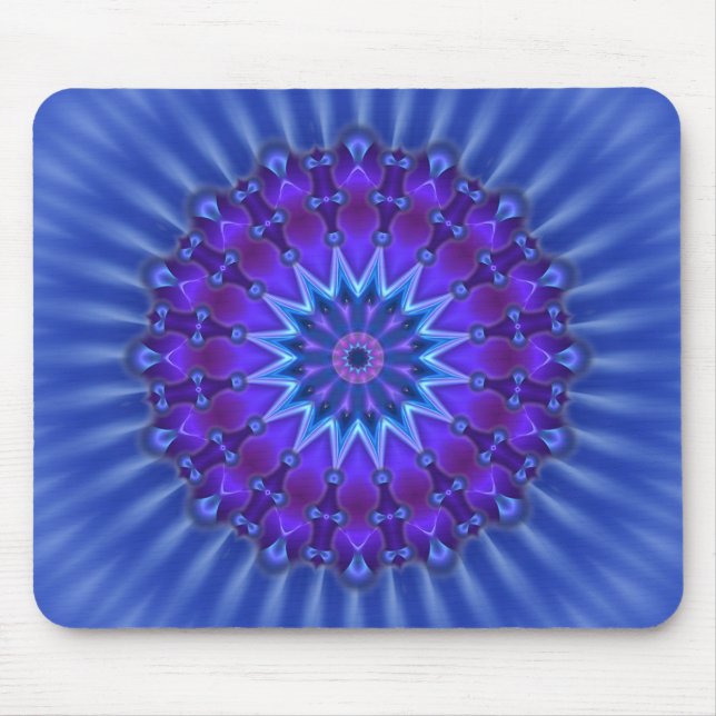 Mandala-Stern in blau | Königliche Blume Mousepad (Vorne)