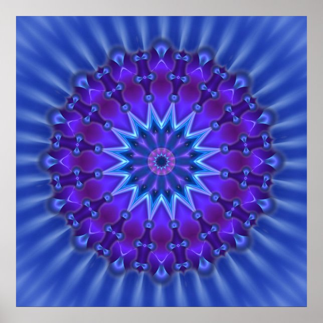 Mandala-Stern in blau | Königliche Blume Poster (Vorne)