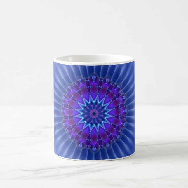Mandala-Stern in blau | Königliche Blume Tasse (Mittel)