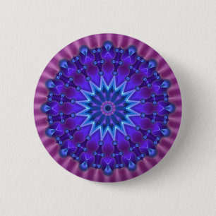 Mandala-Stern in blau Magenta-Blume Button