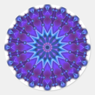 Mandala-Stern in blau Runder Aufkleber