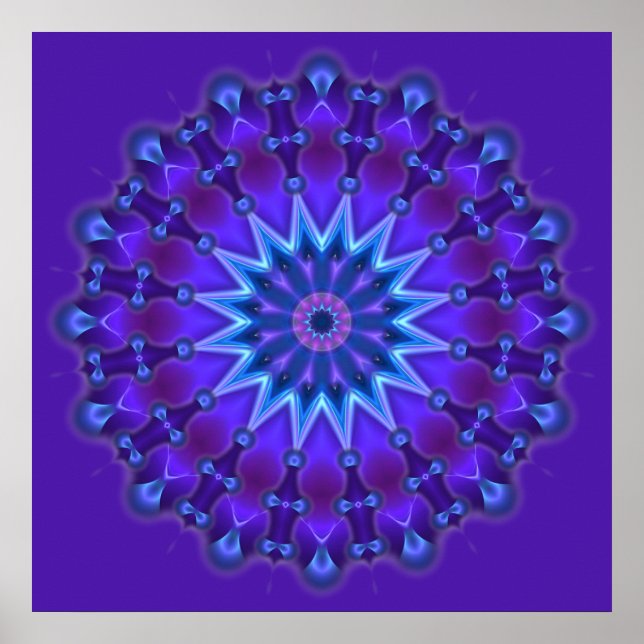 Mandala-Stern in blau | violett Poster (Vorne)