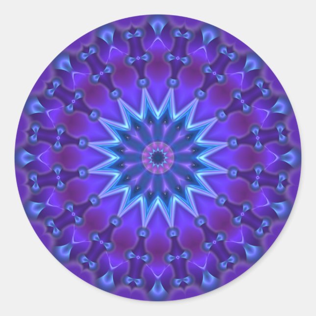 Mandala-Stern in blau | violett Runder Aufkleber (Vorderseite)