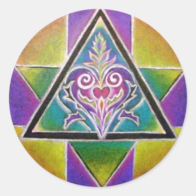 Mandala Sticker, blühendes Herz Runder Aufkleber (Vorderseite)