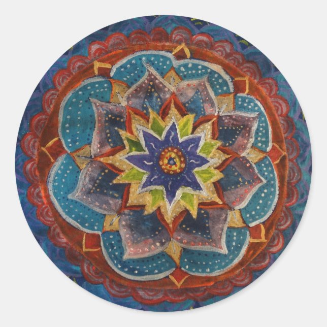Mandala-Sticker Runder Aufkleber (Vorderseite)