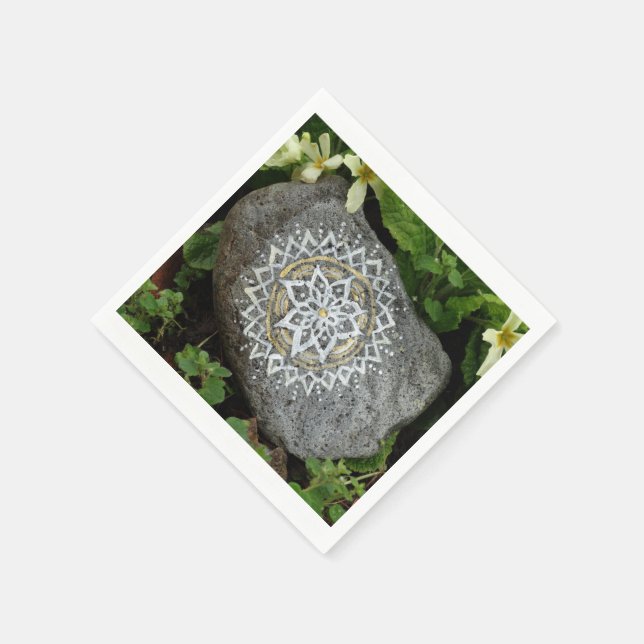 Mandala Stone Foto Paper Napkins Serviette (Ecke)