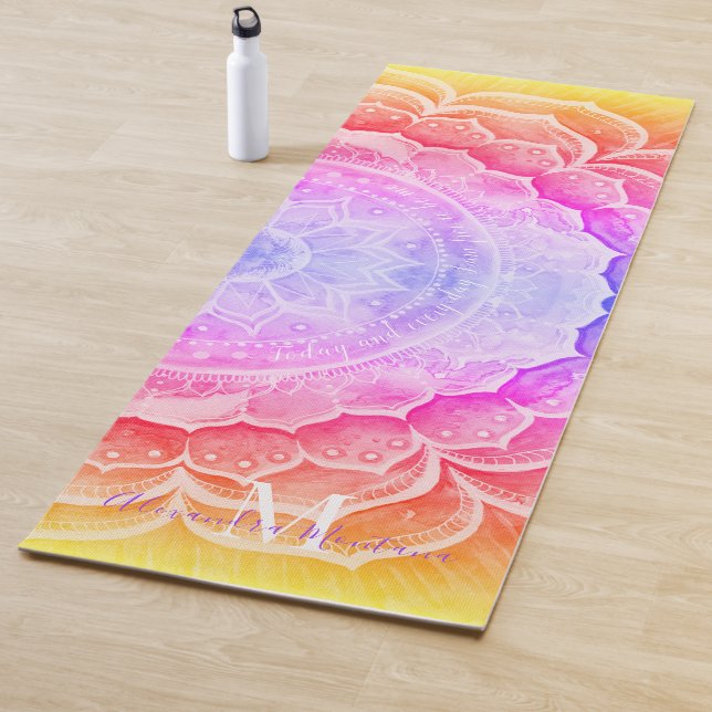 Mandala Sunset Mit Monogramm Wasserfarben Yoga Mat Yogamatte (Beispiel)