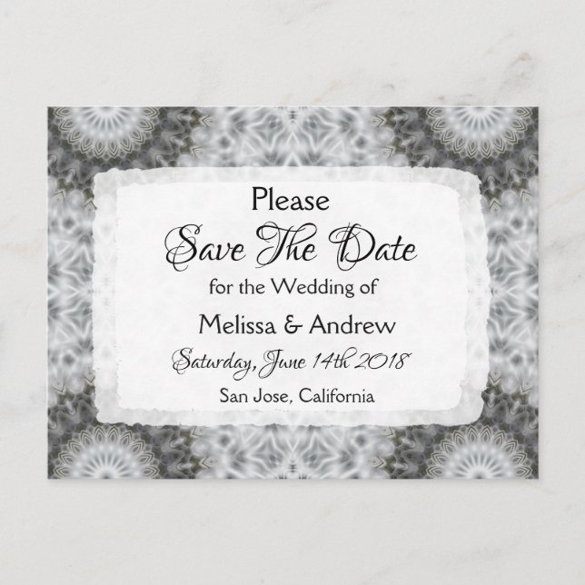 Mandala Themed Wedding Save the Date Ankündigungspostkarte (Vorderseite)