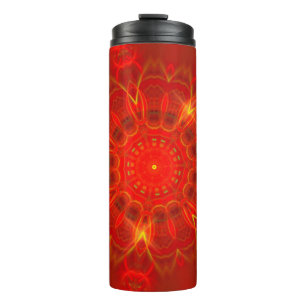 Mandala Thin Lines Warme Farben dunkelroter Hinter Thermosbecher
