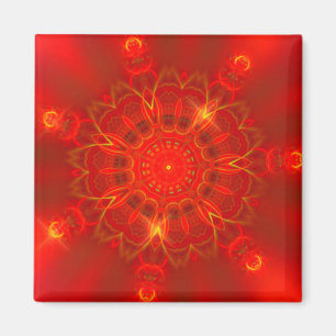 Mandala Thin Lines Warme Farben roter Hintergrund Magnet