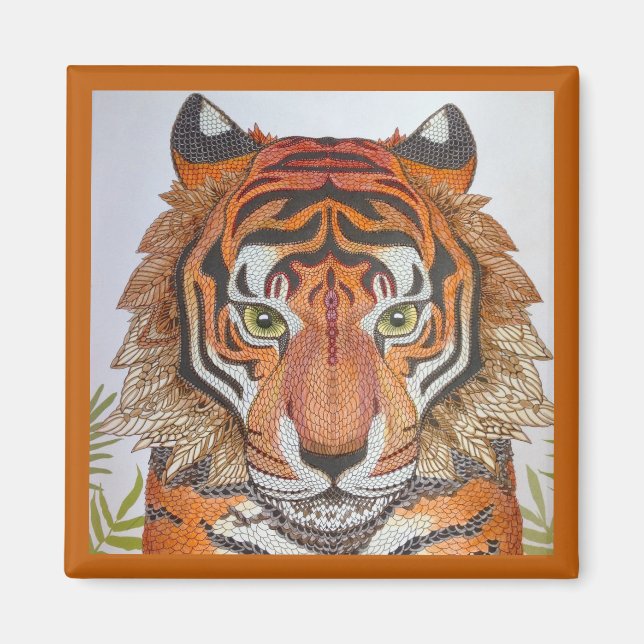 Mandala Tiger Design Magnet (Vorne)