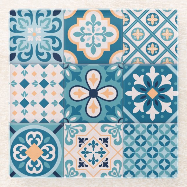 Mandala Tile Pattern Glasuntersetzer (Vorderseite)
