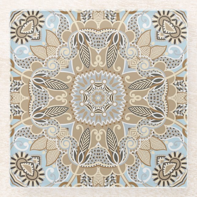 Mandala Tile Pattern Glasuntersetzer (Vorderseite)