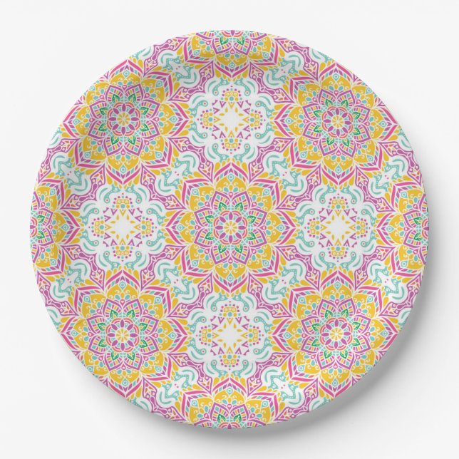 Mandala Tile Pattern Pappteller (Vorderseite)