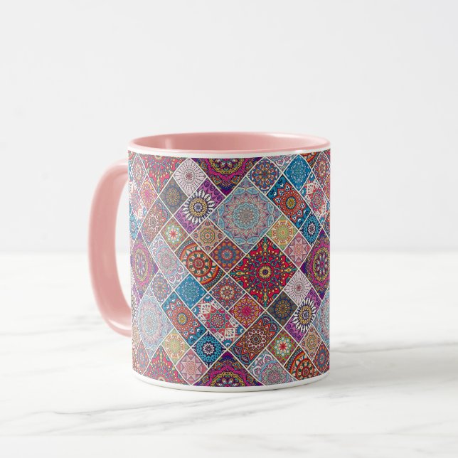 Mandala Tile Pattern Tasse (Vorderseite Links)