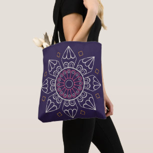 Mandala Tote Bag - Lila geometrische Wiederverwend