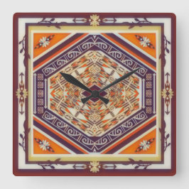 Mandala Tribal Nouveau  Quadratische Wanduhr