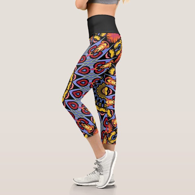 Mandala Trippy Retro Hippie Boho Chic Bohemisch Capri Leggings (Links)