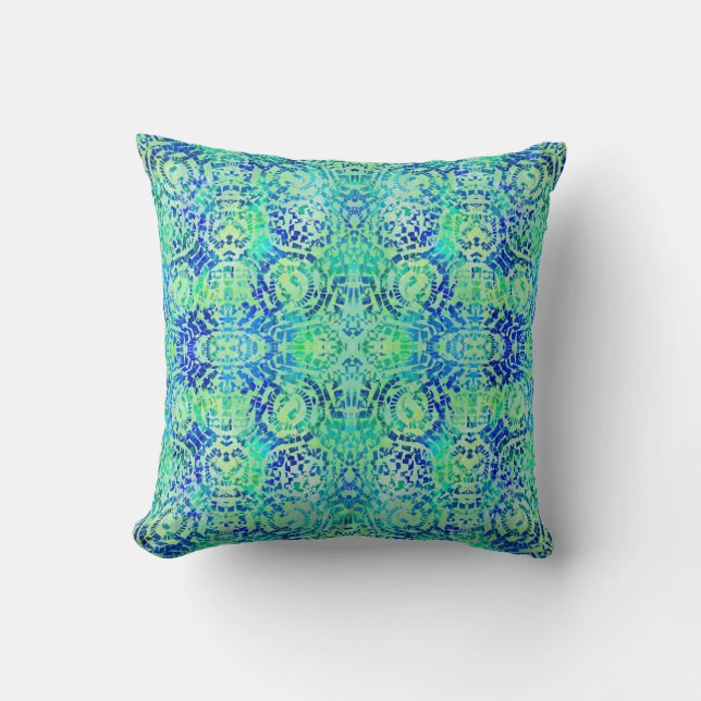 Mandala-Türkis-Mosaik Kissen (Vorderseite)