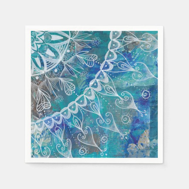 Mandala türkis und blau serviette (Vorderseite)