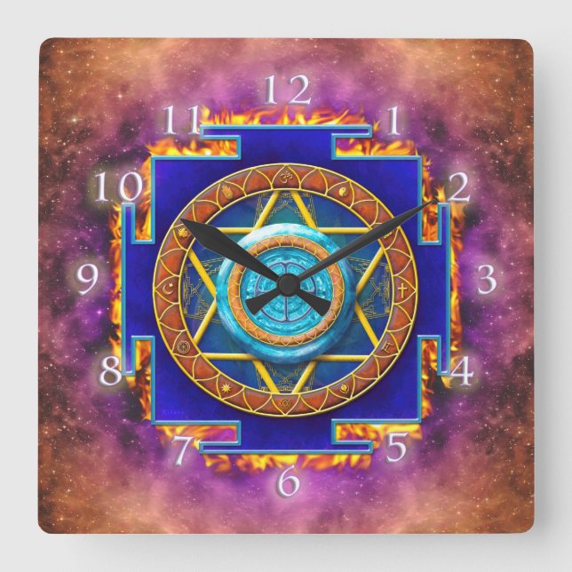 MANDALA TWELVE RELIGIONEN QUADRATISCHE WANDUHR (Vorderseite)