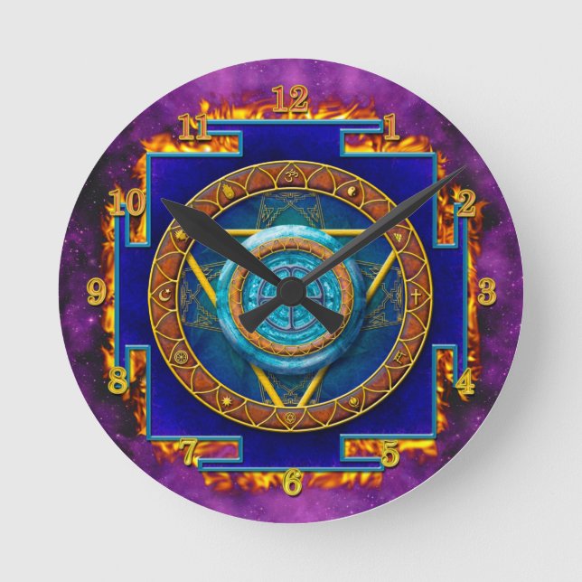 MANDALA TWELVE RELIGIONEN RUNDE WANDUHR (Vorderseite)