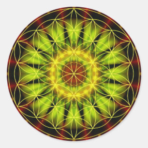 Mandala Unabhängigkeit mit Blume des Lebens durch Runder Aufkleber