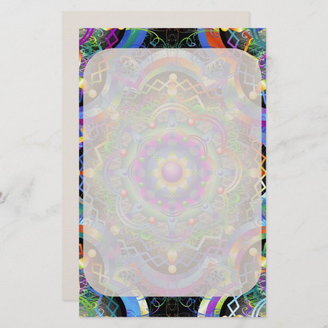 Mandala Universe Psychedelic Colors Briefpapier (Vorne/Hinten)