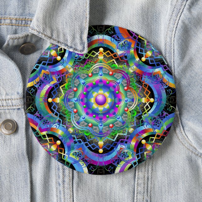 Mandala Universe Psychedelic Colors Button (Beispiel)