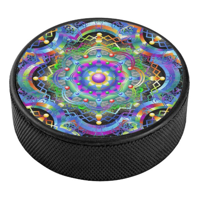 Mandala Universe Psychedelic Colors Eishockey Puck (3/4)