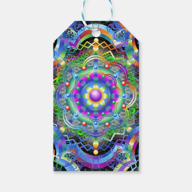 Mandala Universe Psychedelic Colors Geschenkanhänger (Vorderseite)