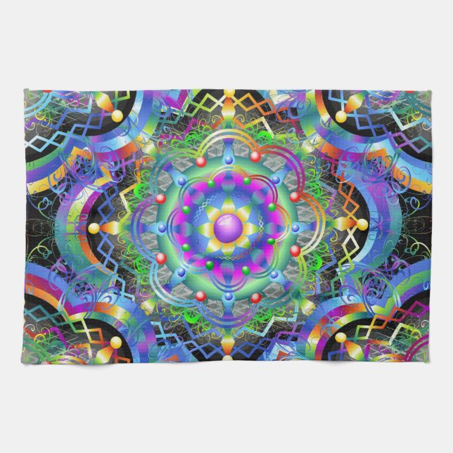 Mandala Universe Psychedelic Colors Geschirrtuch (Horizontal)