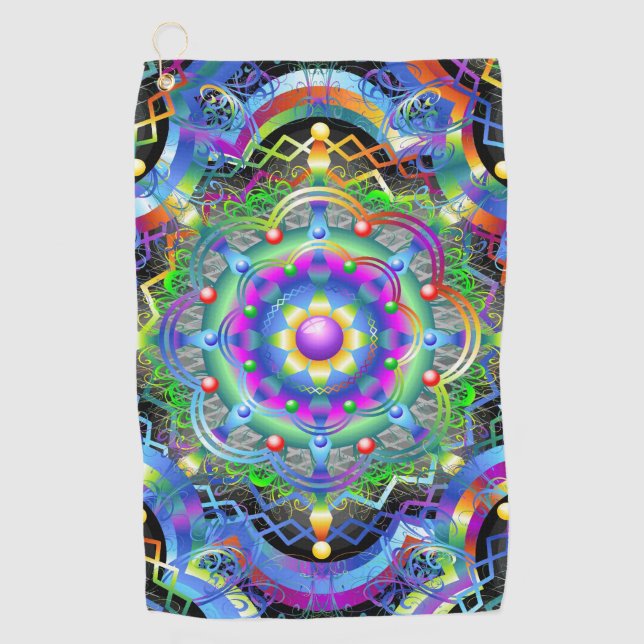 Mandala Universe Psychedelic Colors Golfhandtuch (Vorderseite)