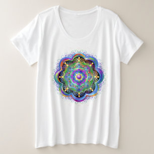 Mandala Universe Psychedelic Colors Große Größe T-Shirt