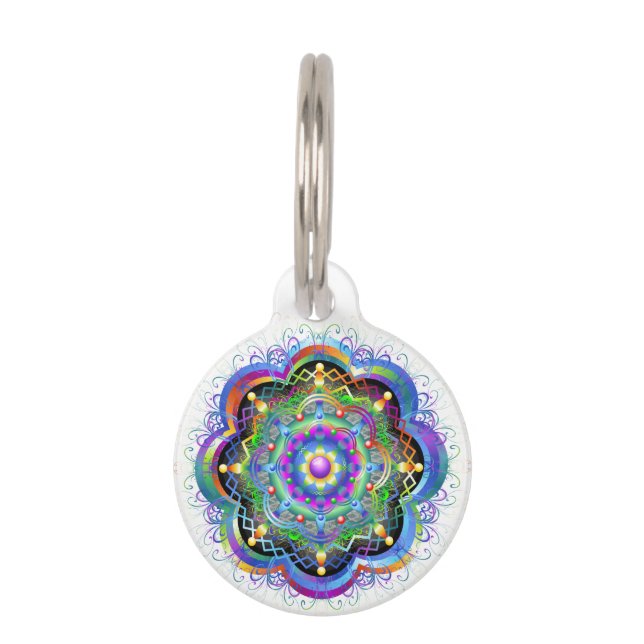Mandala Universe Psychedelic Colors Haustiermarke (Vorderseite)