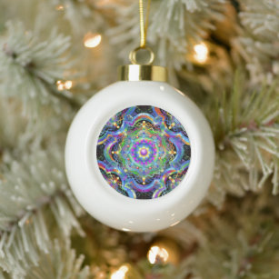 Mandala Universe Psychedelic Colors Keramik Kugel-Ornament