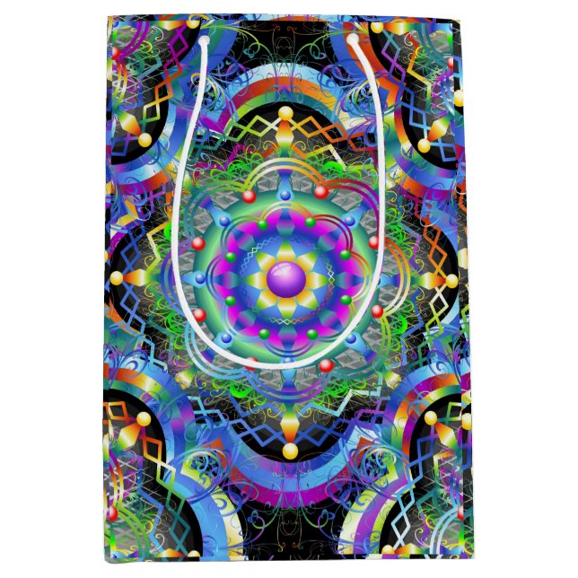 Mandala Universe Psychedelic Colors Mittlere Geschenktüte (Vorderseite)
