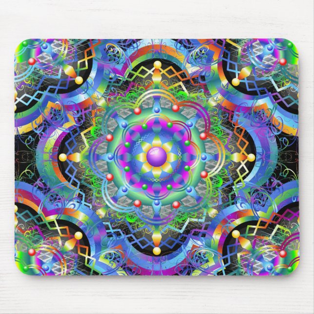 Mandala Universe Psychedelic Colors Mousepad (Vorne)