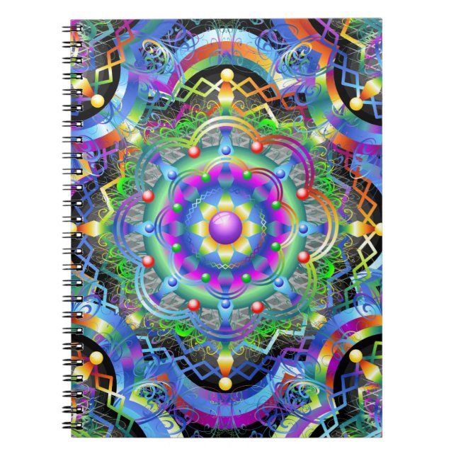 Mandala Universe Psychedelic Colors Notizblock (Vorderseite)