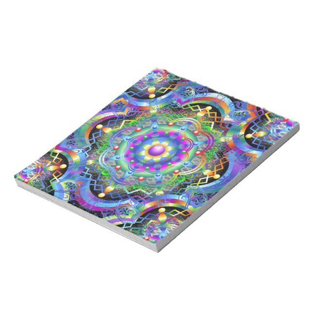 Mandala Universe Psychedelic Colors Notizblock (Rotiert)