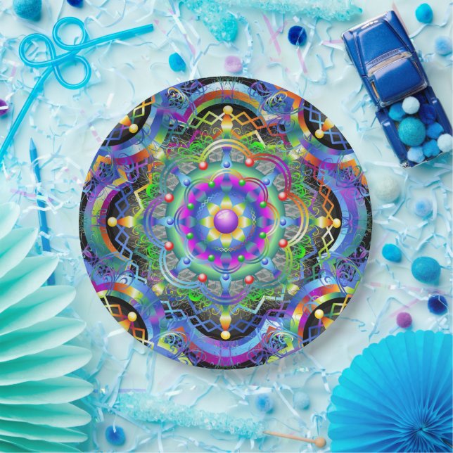 Mandala Universe Psychedelic Colors Pappteller (Party)