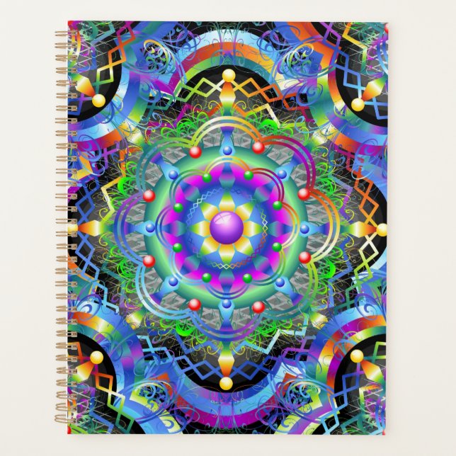 Mandala Universe Psychedelic Colors Planer (Vorderseite)