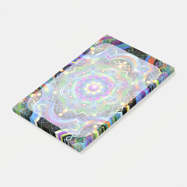 Mandala Universe Psychedelic Colors Post-it Klebezettel (angewinkelt)