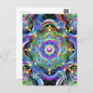 Mandala Universe Psychedelic Colors Postkarte