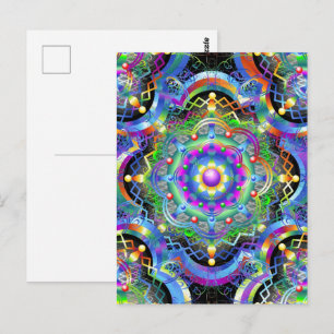 Mandala Universe Psychedelic Colors Postkarte